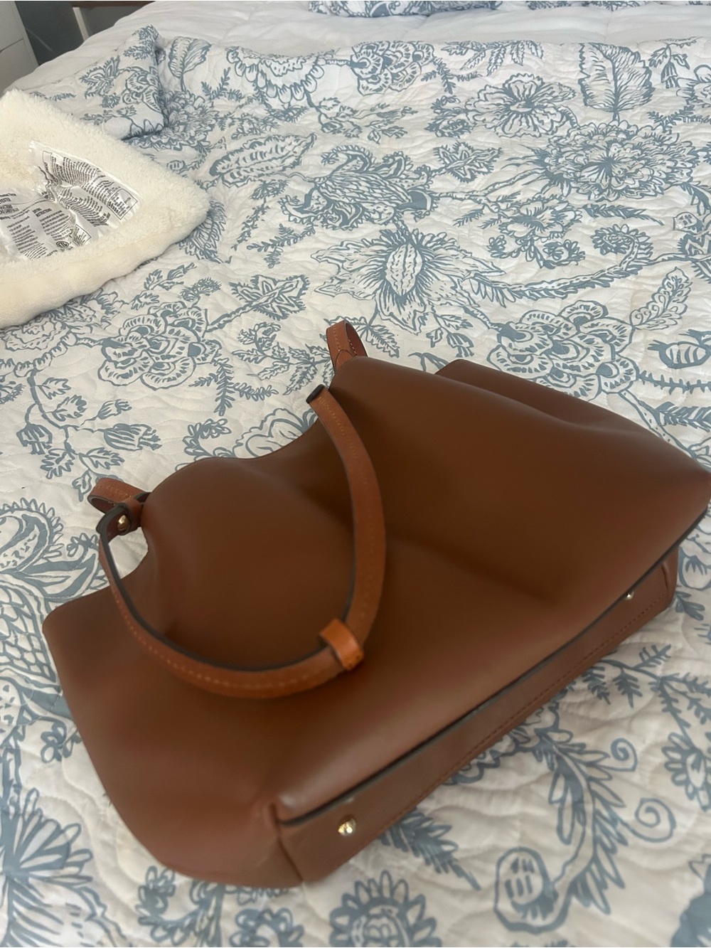 Dooney & Bourke Cognac Brown Leather Tote with Gold Accent - Picture 3 of 4